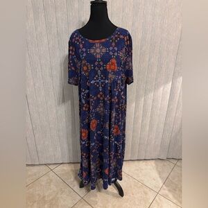 3XL LuLaRoe Carly Hi Low Dress Blue Atzec Multicolor